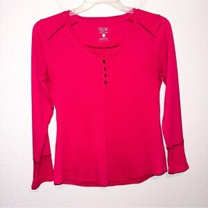 Mountain Hardwear Pink Woolf Blend Henley Base Layer Long Sleeve Top